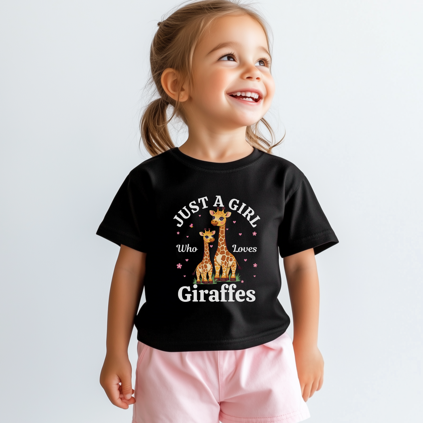 Girls Giraffe T-Shirt – “Just a Girl Who Loves Giraffes” Graphic Tee (Ages 3-13)