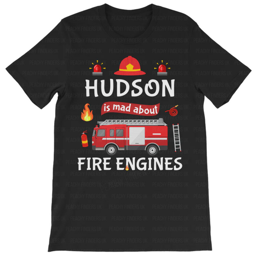 Boys Personalised "Mad About Fire Engines" T-shirt