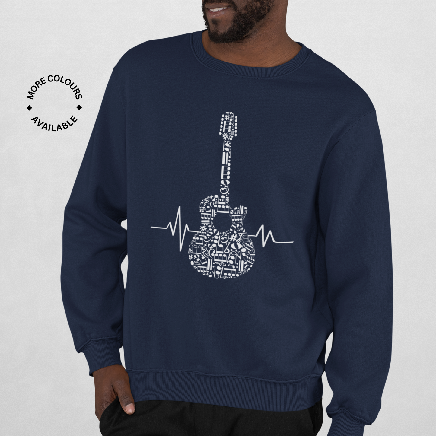 Music Notes Heartbeat Acoustic Guitar Sweatshirt