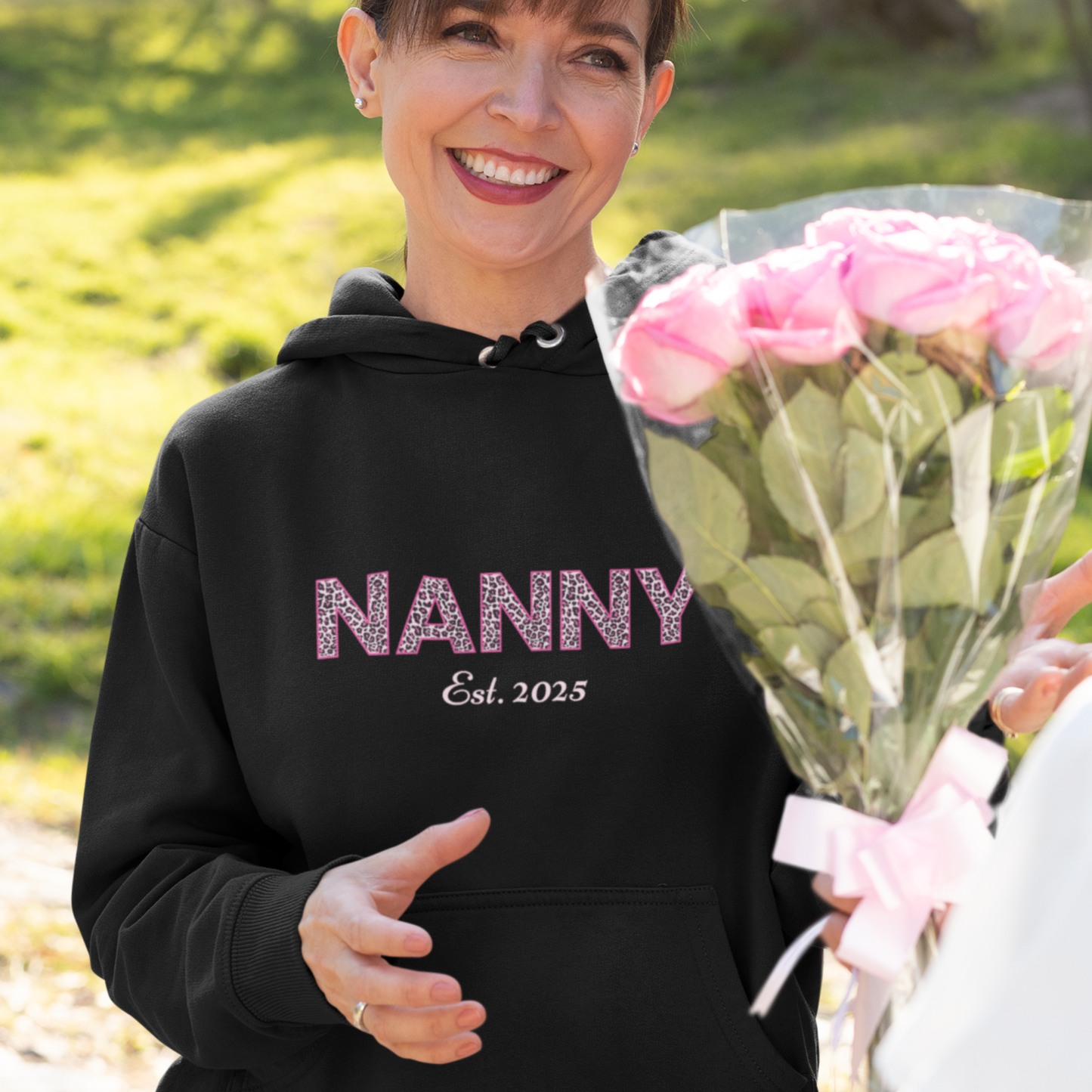 Personalised NANNY Est. Leopard Print Hoodie | S - 5XL