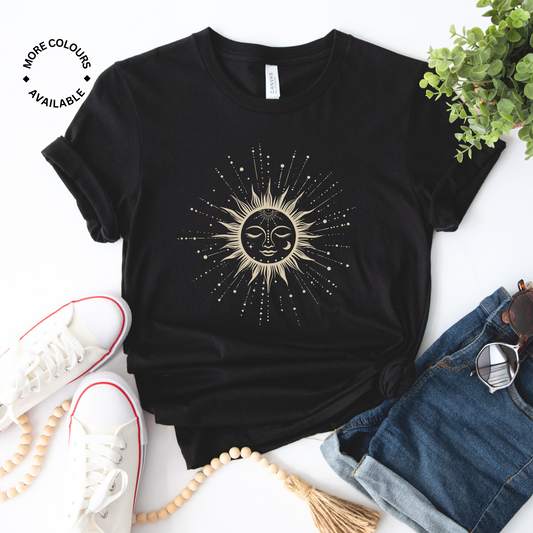 Women's Celestial Sleeping Sun Cotton T-shirt