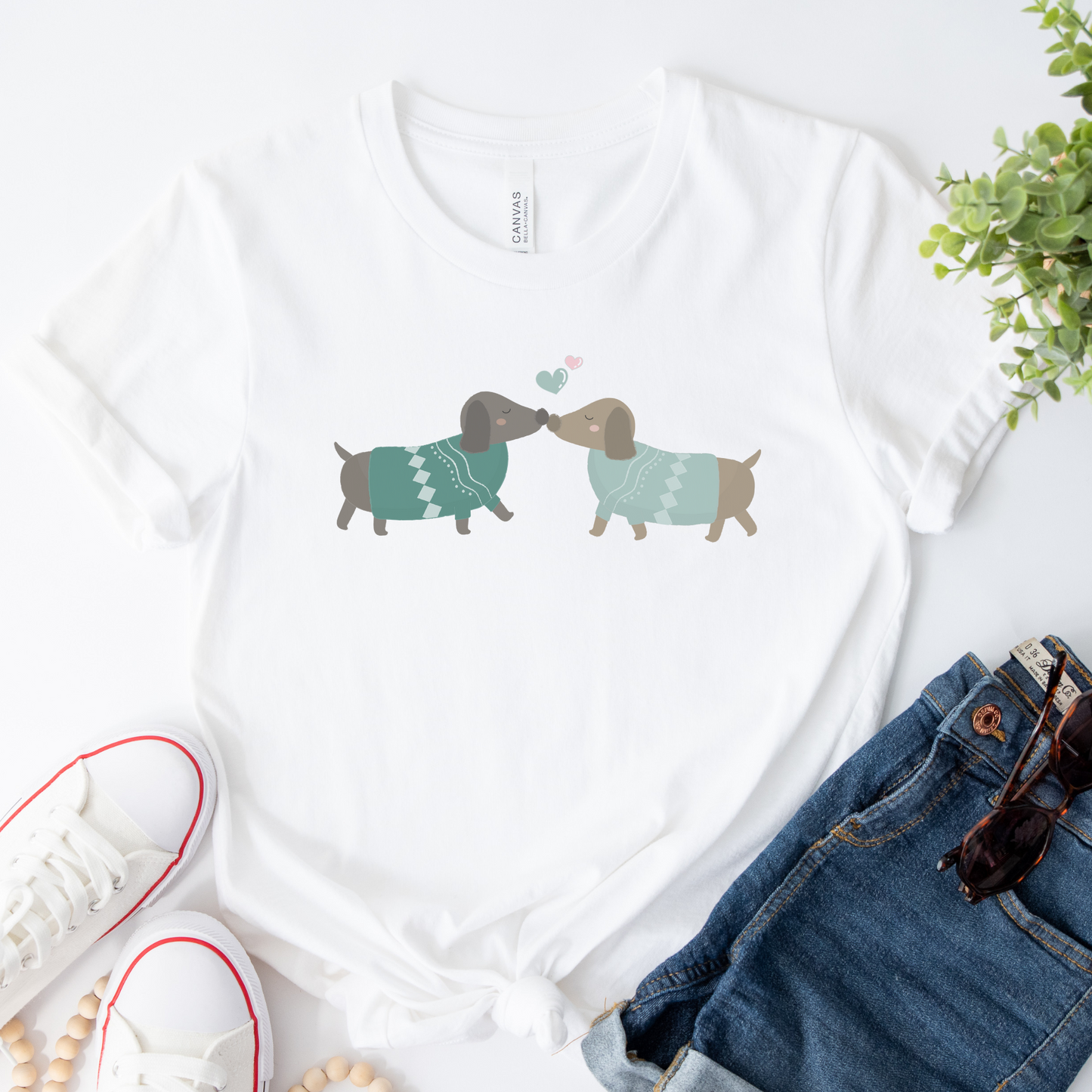 Ladies Sausage Dog Couple T-shirt | S - 4XL