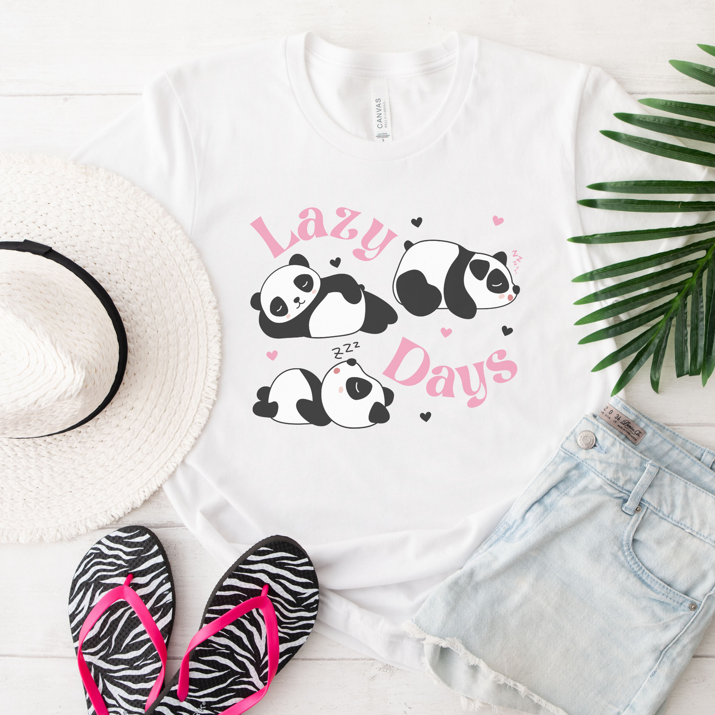 'Lazy Days' Panda Cotton T-shirt | S - 4XL