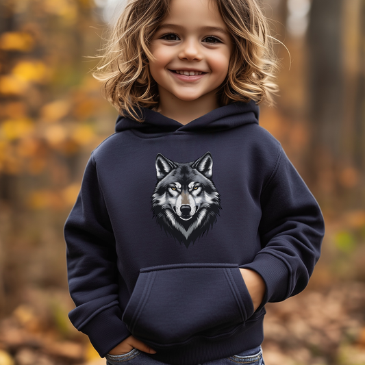 Fierce Wolf Head Hoodie for Kids – Boys & Girls Pullover Jumper | 3 - 13 years