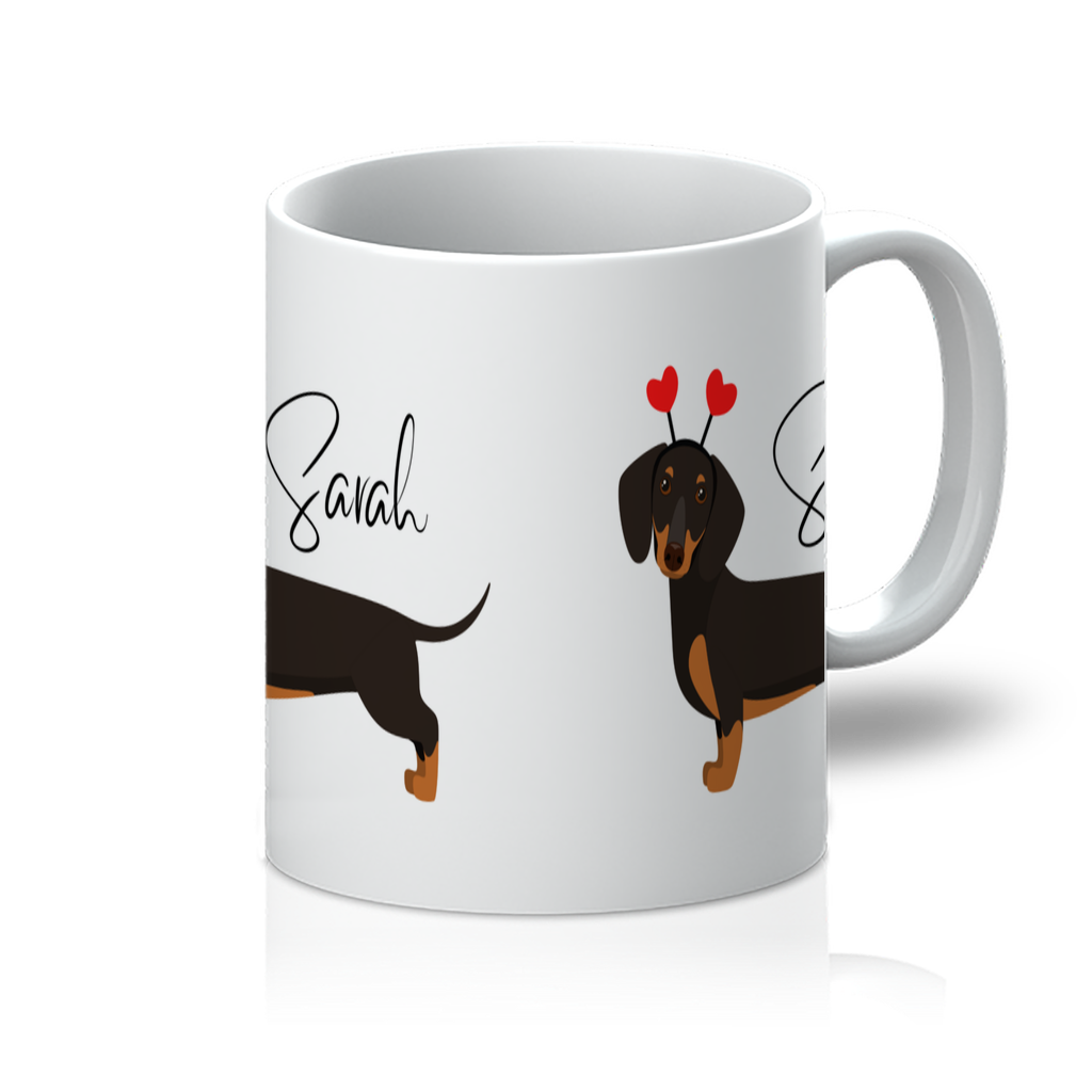 Personalised Dachshund with Hearts Mug