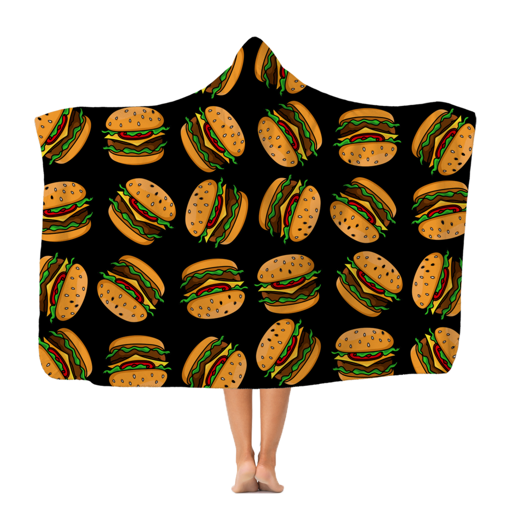 Cheeseburger Pattern Hooded Blanket