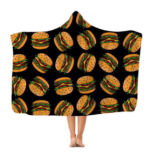 Cheeseburger Pattern Hooded Blanket