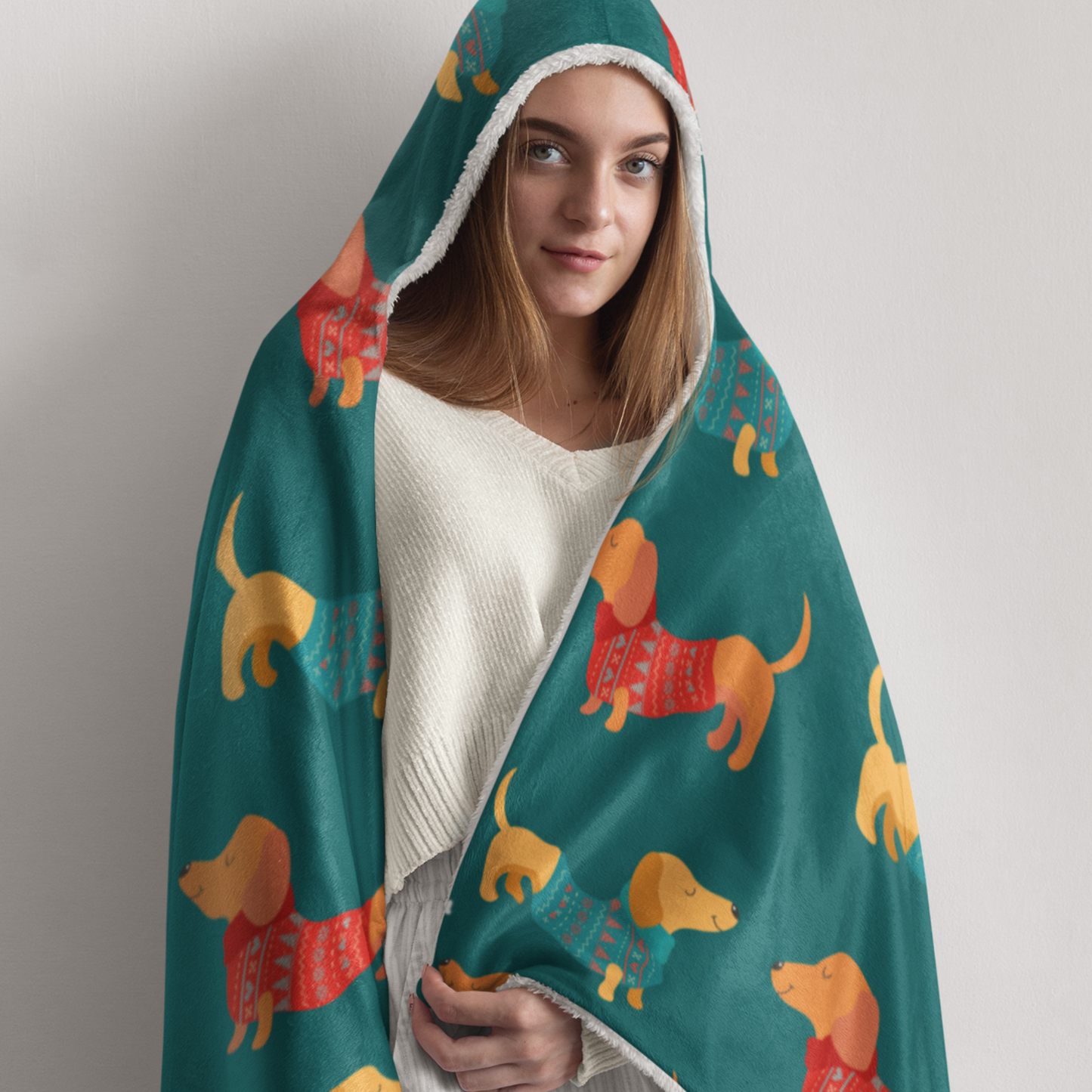 Dachshund Hooded Blanket Kids