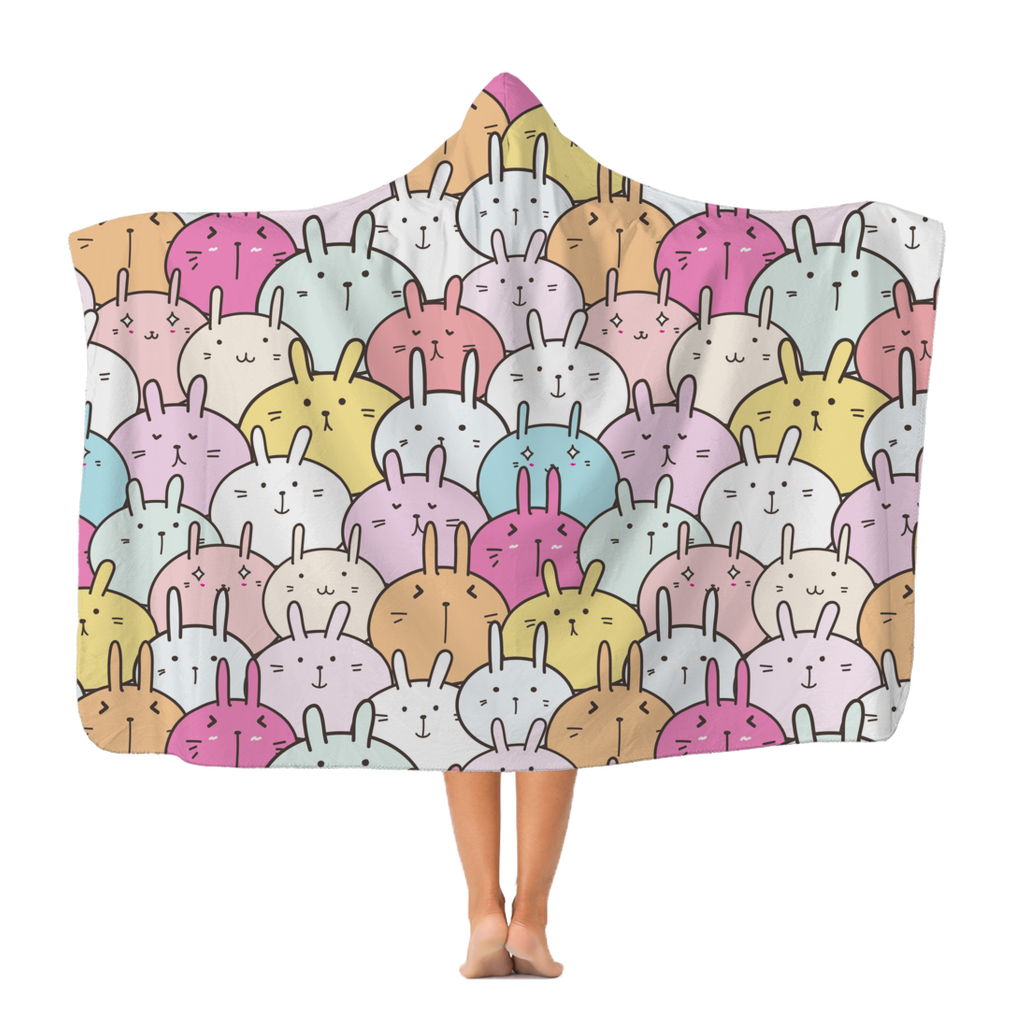 Kawaii Bunny Rabbit Pattern Hooded Blanket