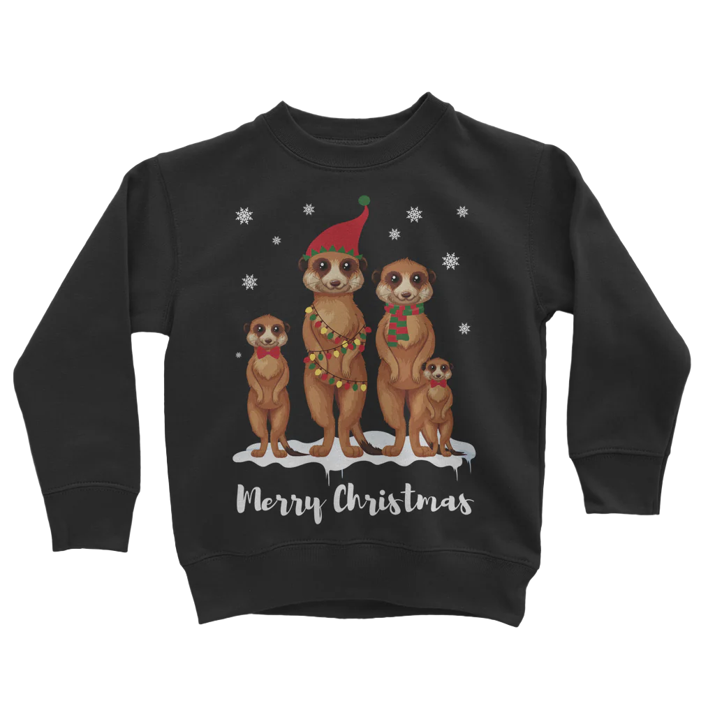 Kids Festive Meerkat Christmas Sweatshirt | 3 - 13 years