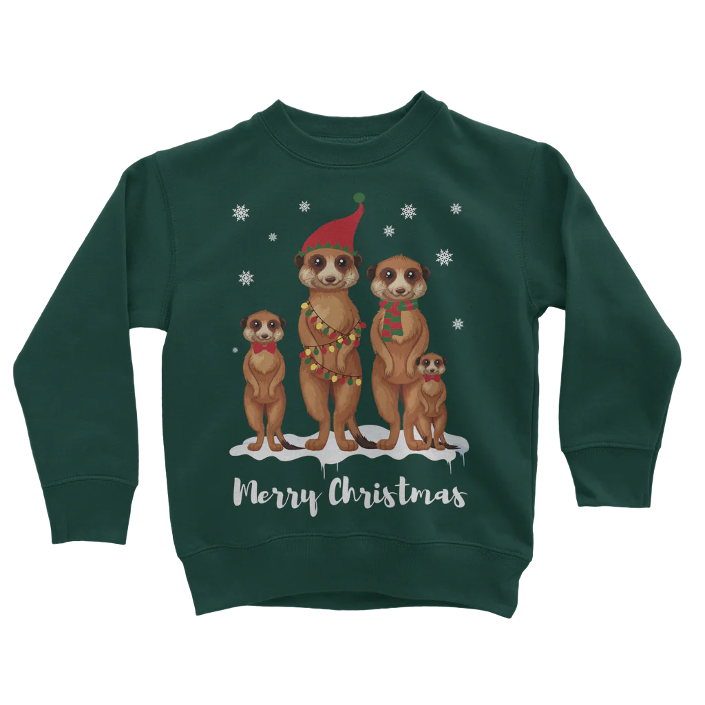 Kids Festive Meerkat Christmas Sweatshirt | 3 - 13 years