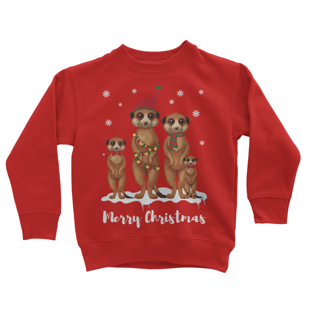 Kids Festive Meerkat Christmas Sweatshirt | 3 - 13 years