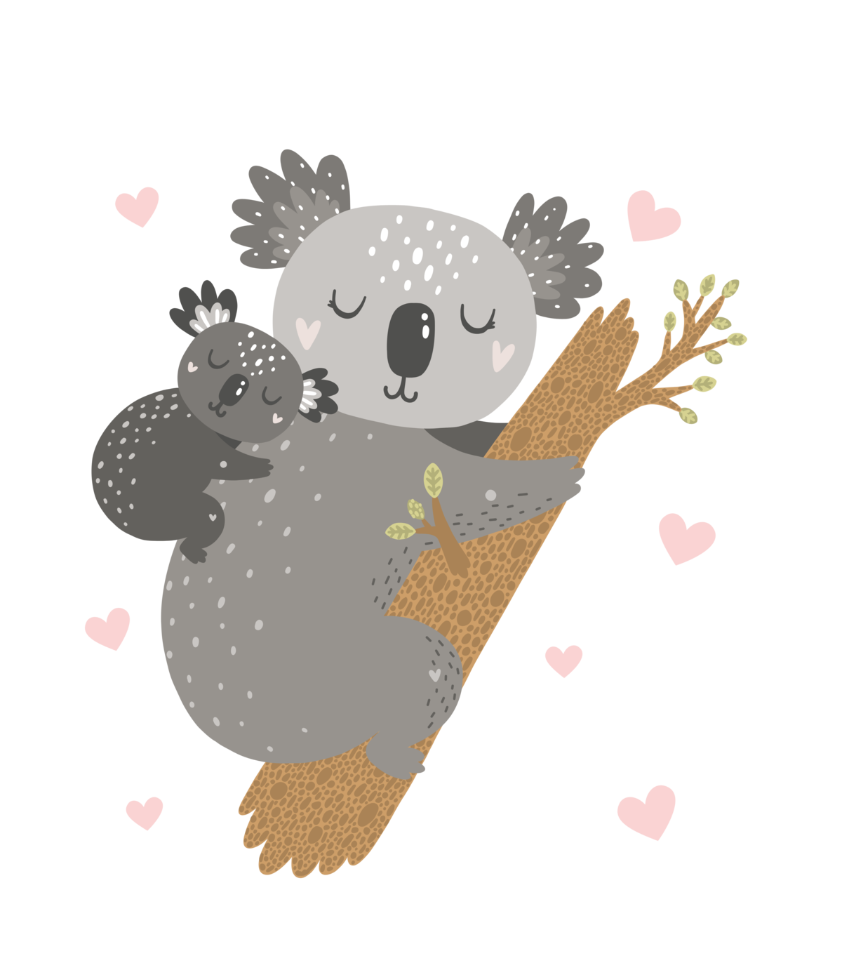 Mum and Baby Koala with Hearts Hoodie 300