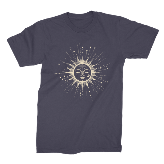 Women's Celestial Sun Line Art T-Shirt (S-4XL)