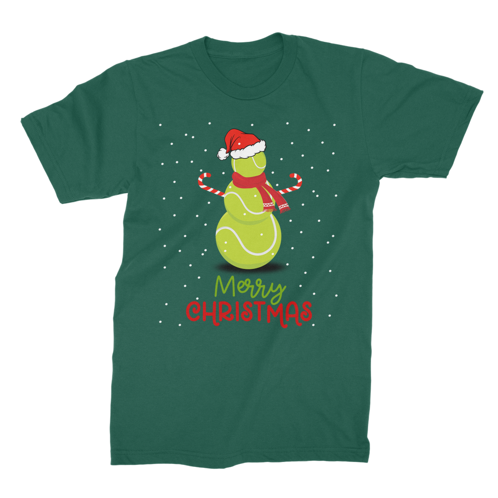 Men's Christmas Tennis Ball Snowman T-shirt | Premium Cotton