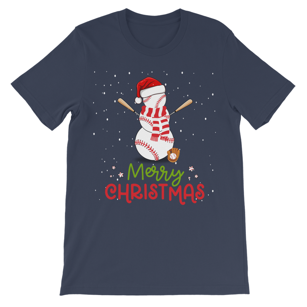 Kids Baseball Snowman Christmas T-shirt