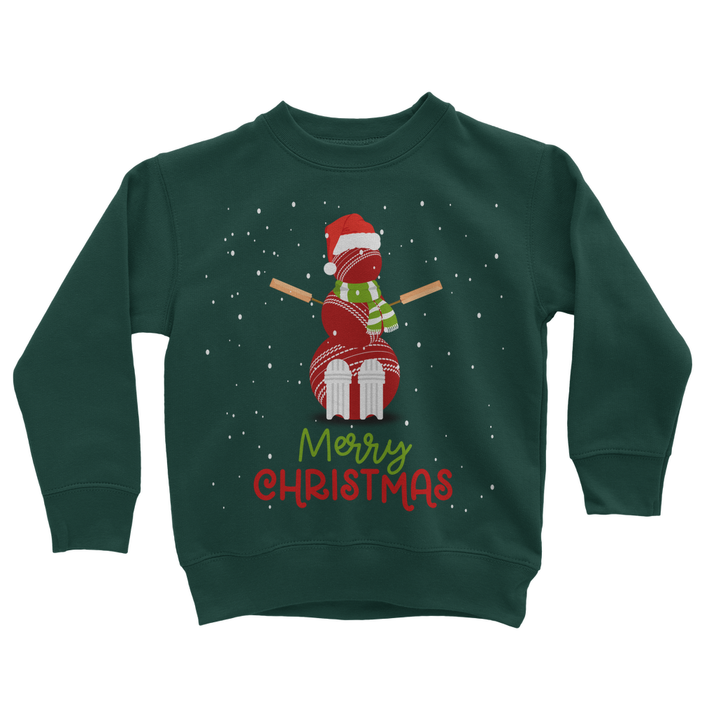 Christmas Cricket Ball Snowman - Kids Xmas Sweatshirt