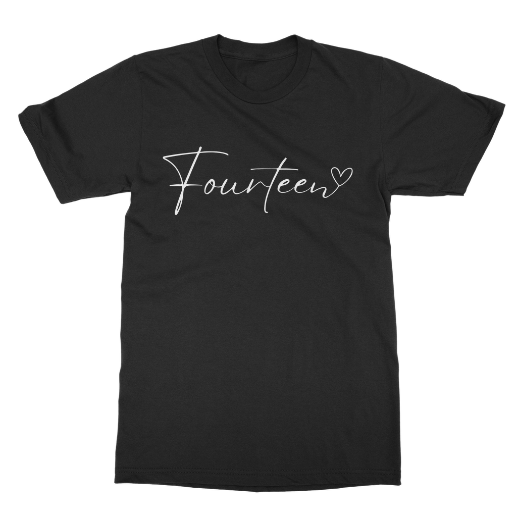 Girls 14th 'Fourteen with Heart' Birthday T-shirt | Small - Large