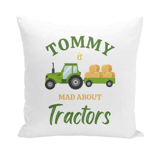 Kids Personalised 'Mad about Tractors' Cushion Cover 40x40cm