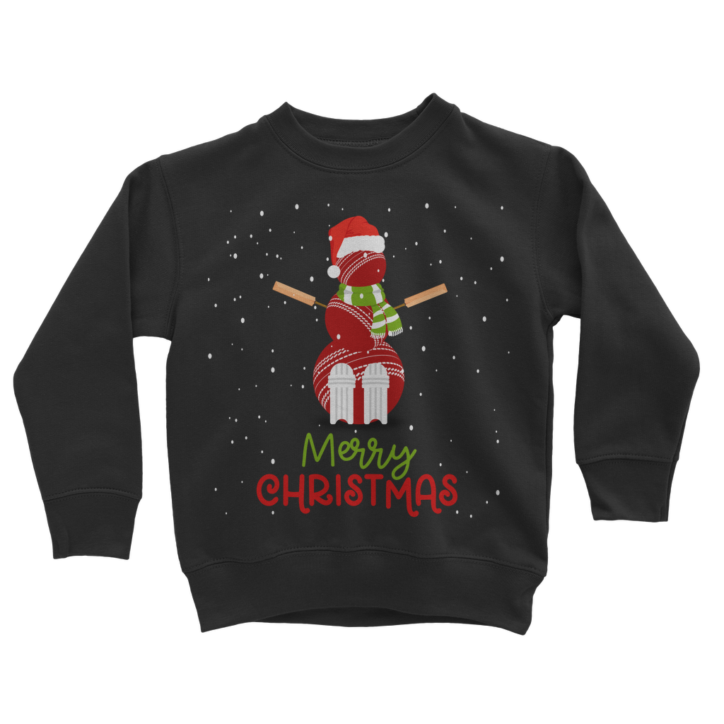 Christmas Cricket Ball Snowman - Kids Xmas Sweatshirt