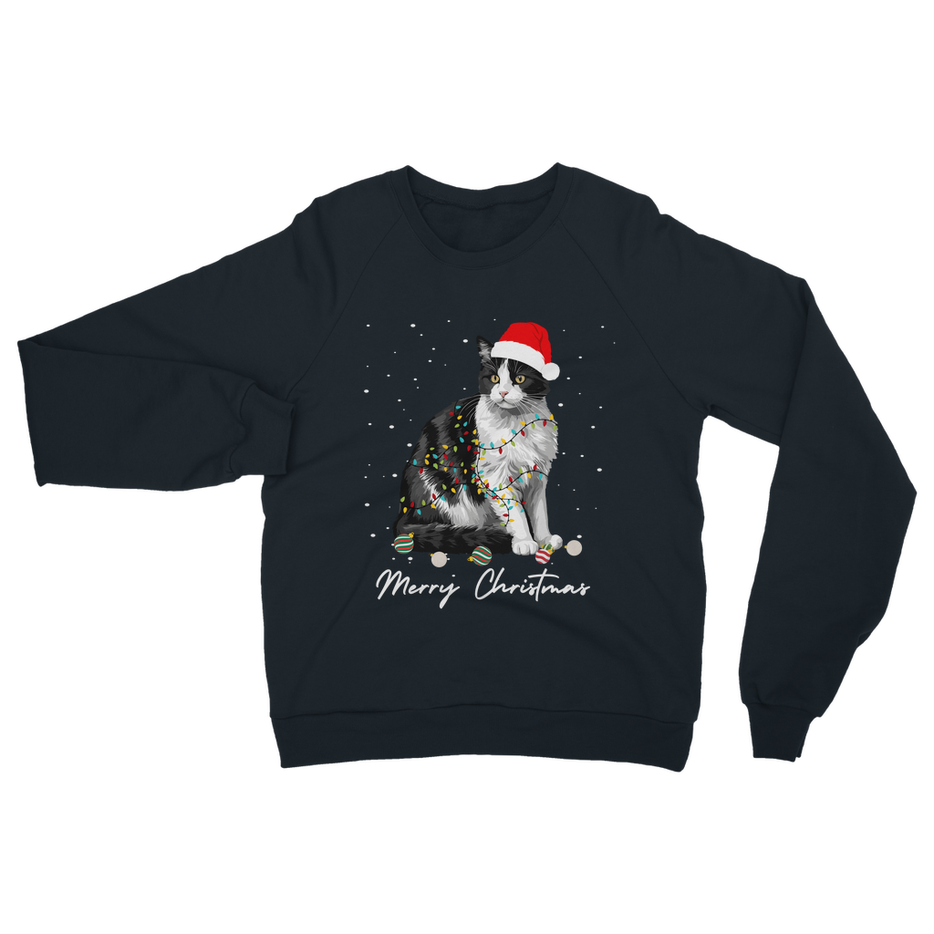 Festive Black & White Cat Adults Christmas Sweatshirt
