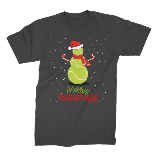 Men's Christmas Tennis Ball Snowman T-shirt | Premium Cotton