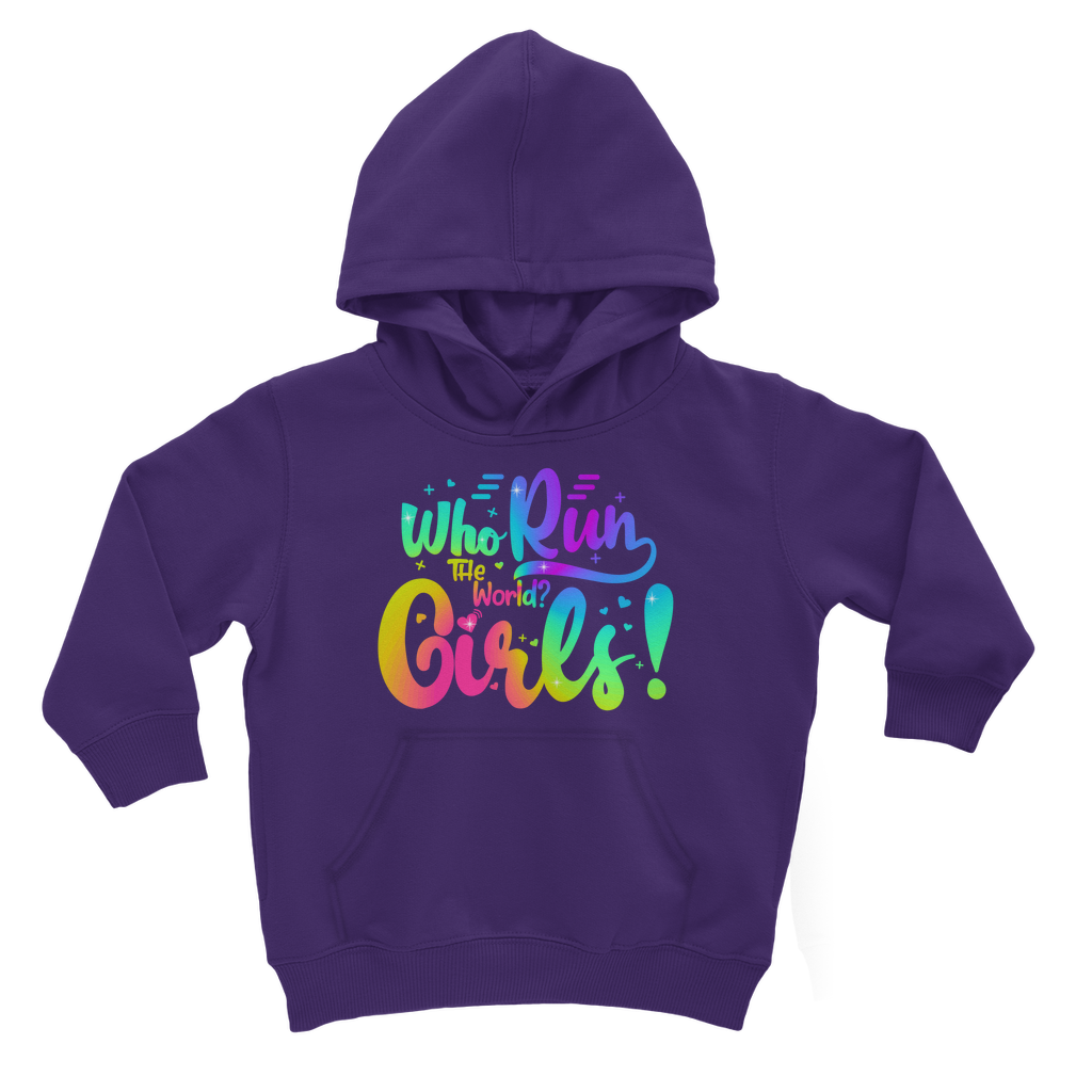 Who Run the World... Girls! - Rainbow Printed Kids Hoodie | 3 - 13 years