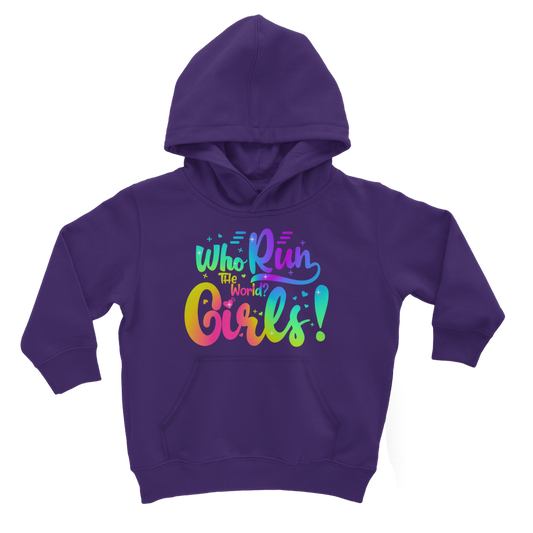 Who Run the World... Girls! - Rainbow Printed Kids Hoodie | 3 - 13 years
