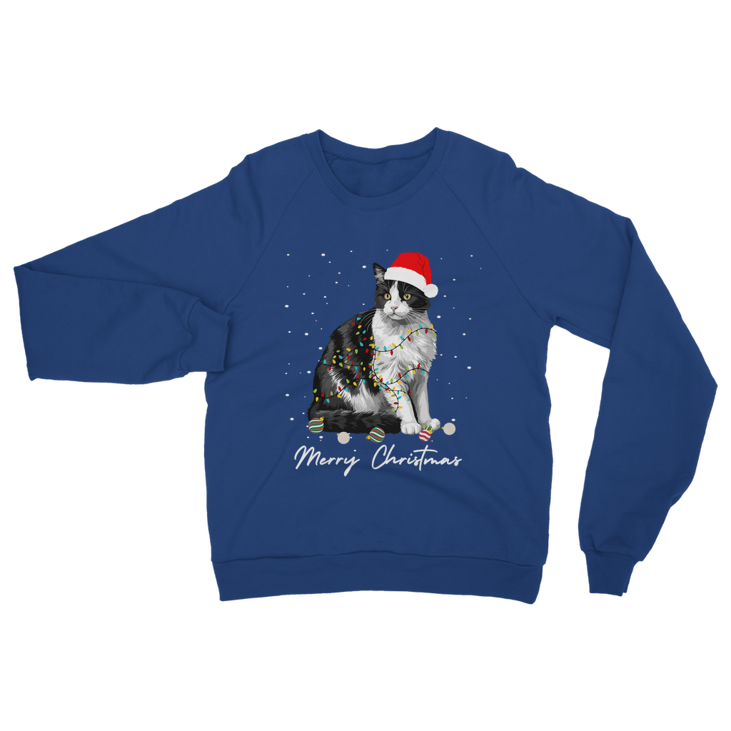 Festive Black & White Cat Adults Christmas Sweatshirt