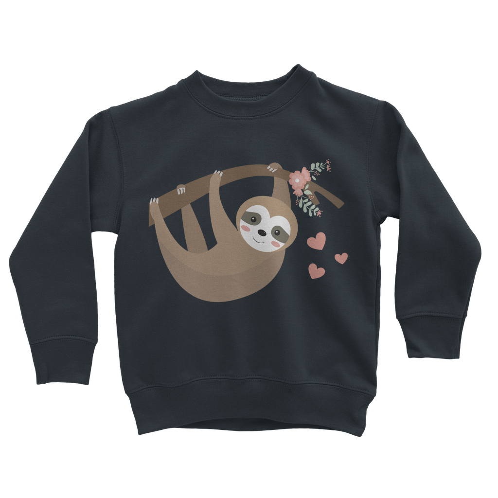 Cute Hanging Sloth - Girls Sweatshirt Jumper | 3 - 13 years