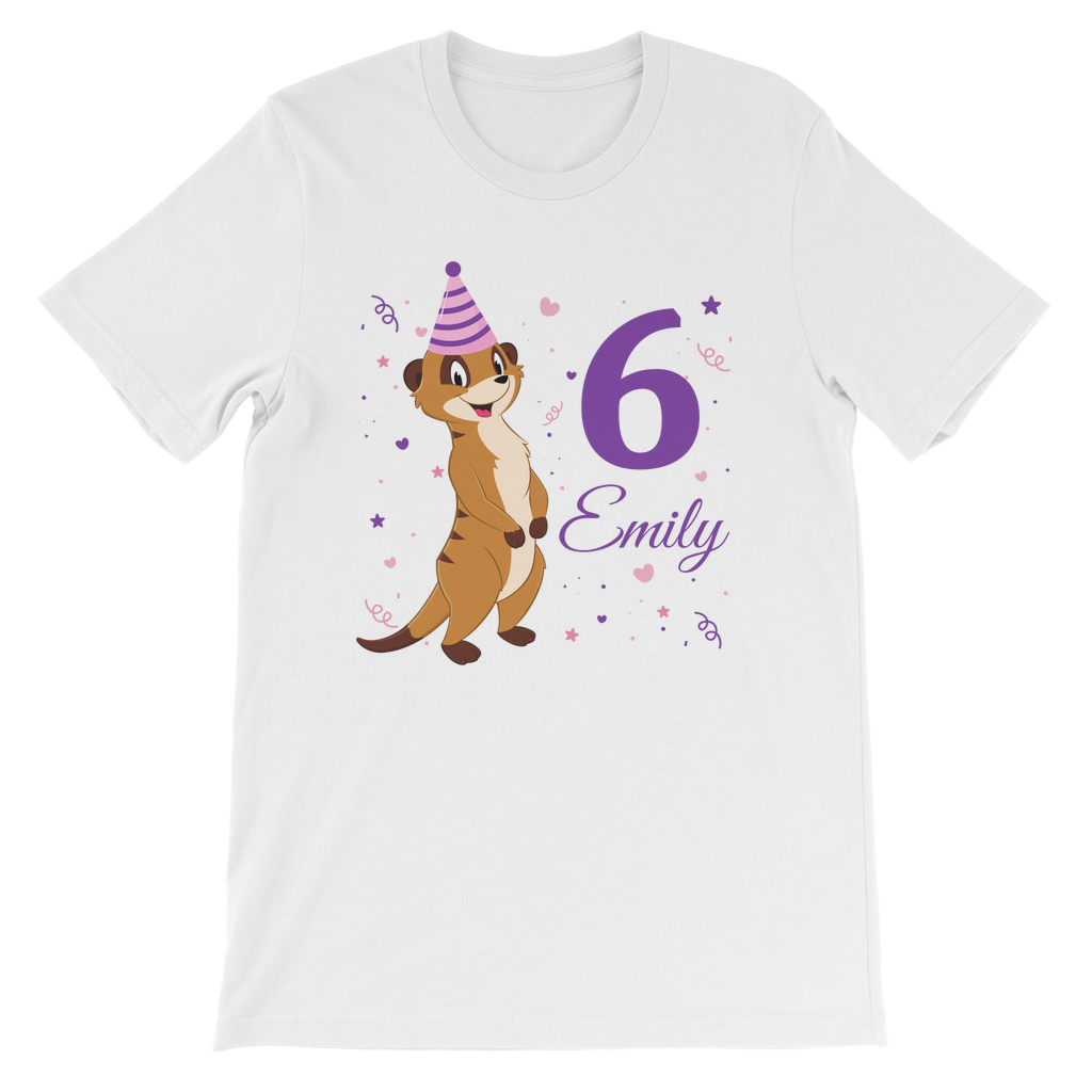 Girls Personalised Meerkat Birthday T-shirt | 3 - 11 years