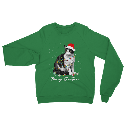 Festive Black & White Cat Adults Christmas Sweatshirt