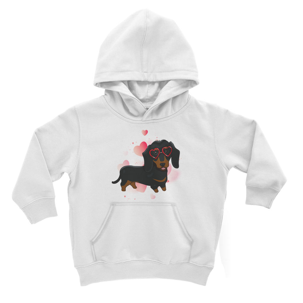 Dachshund & Hearts - Girls Pullover Hoodie | 3 - 13 years