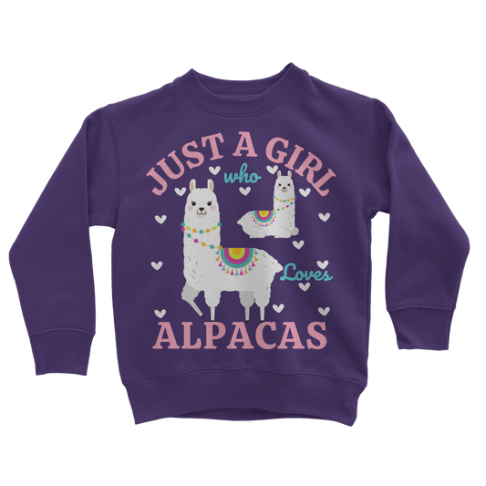 Girls Alpaca Sweatshirt - “Just A Girl Who Loves Alpacas” Kids Jumper (3-13)