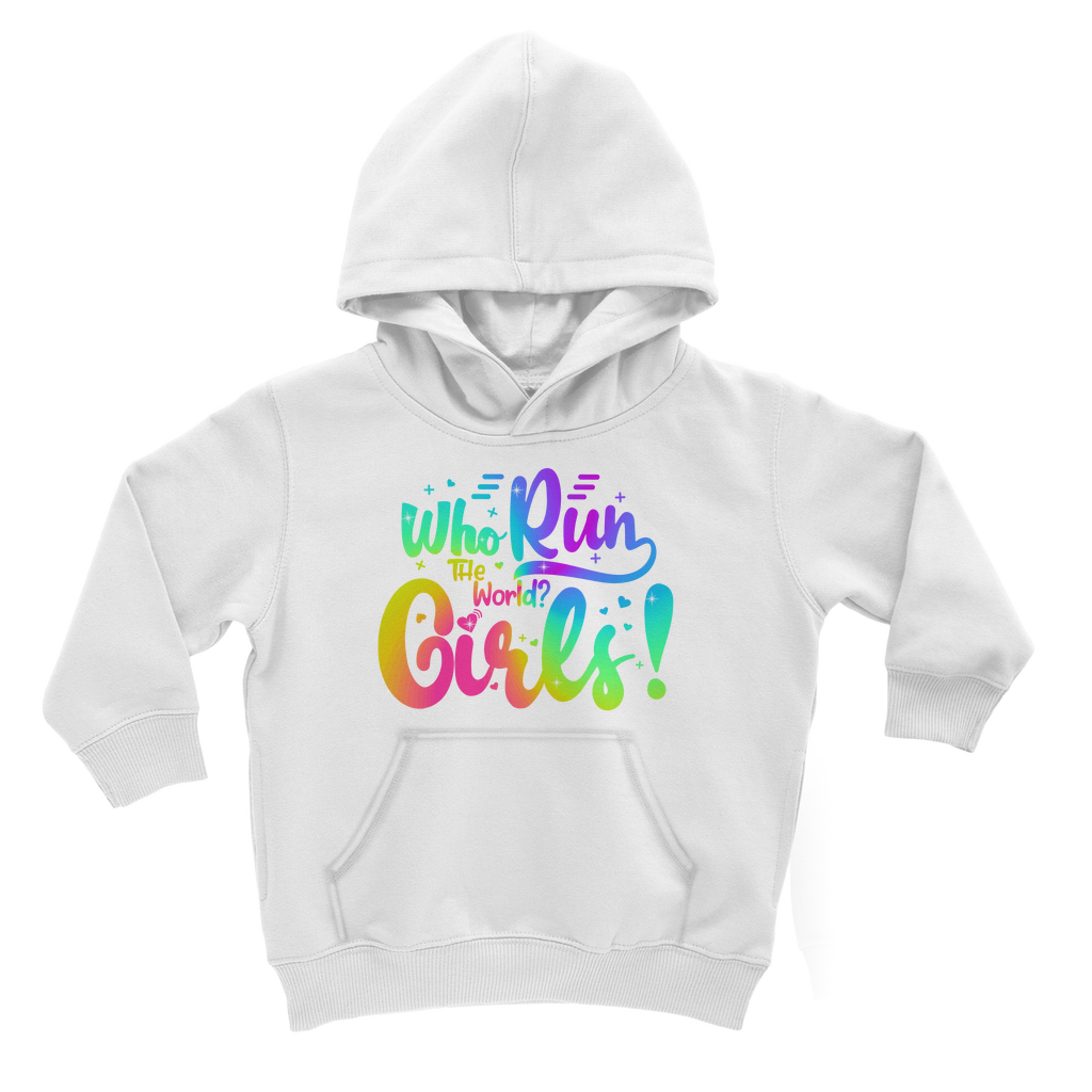 Who Run the World... Girls! - Rainbow Printed Kids Hoodie | 3 - 13 years