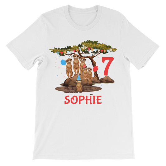 Kids Personalised Birthday Meerkat T-shirt | 3 - 11 years