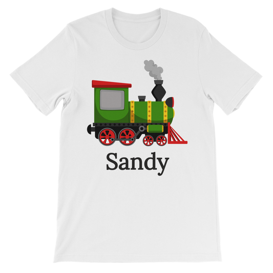 personalised-green-red-train-t-shirt-13-300 Kids Unisex T-Shirt