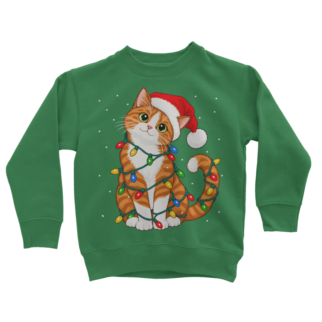 christmas-ginger-white-cat-vector-300 | Kids Sweatshirt