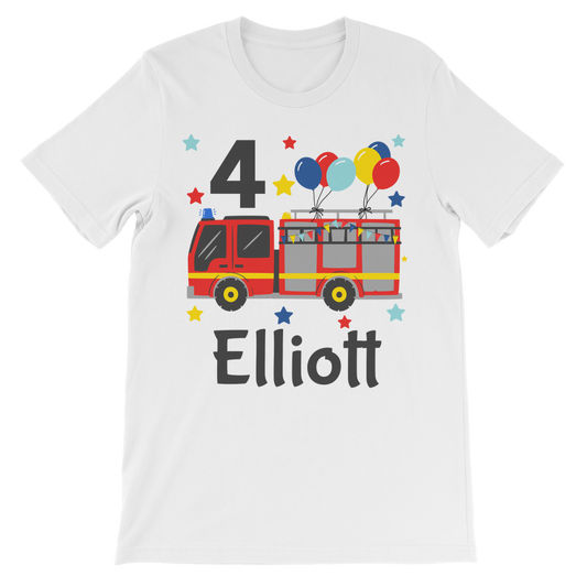 new-birthday-fire-truck-vector-11-300 Kids Unisex T-Shirt
