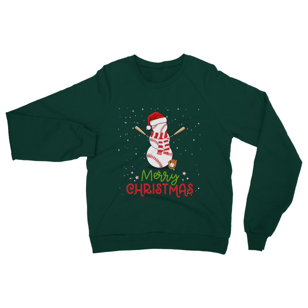 Unisex Adults "Baseball Snowman" Christmas Sweatshirt | small - 5XL