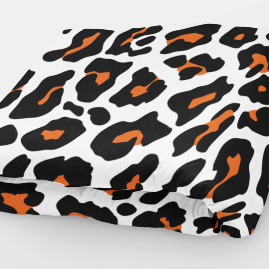 Orange & White Leopard Print Blanket 130 X 175 cm