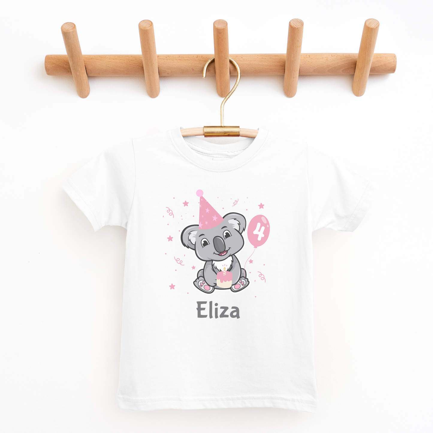 Girls Personalised Birthday Koala T-shirt | 1 - 8 years