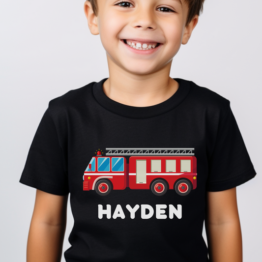 Kids Personalised Fire Engine/Truck T-shirt | 3 - 8 years