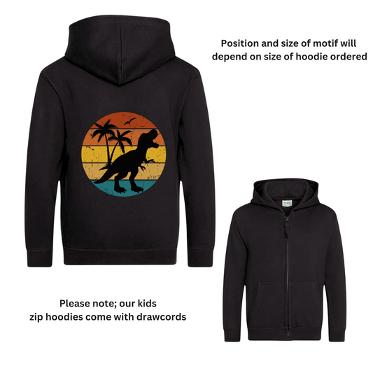 Kids T-rex Printed Zip Hoodie | 3 - 13 years