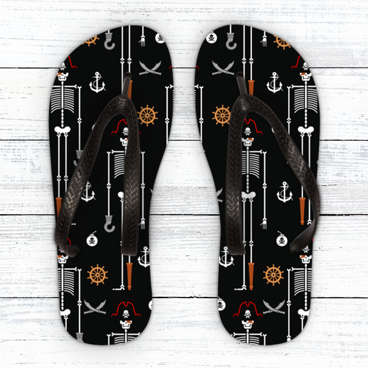 Kids Skeleton Pirate Pattern Flip Flops