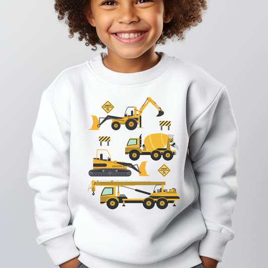 Kids Construction Vehicles Sweatshirt | 3 - 11 years