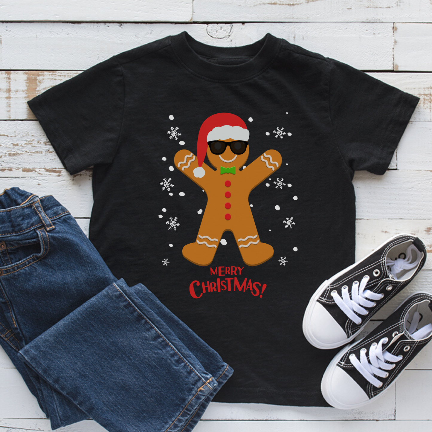 Cool Christmas Gingerbread Man - Kids Festive T-shirt