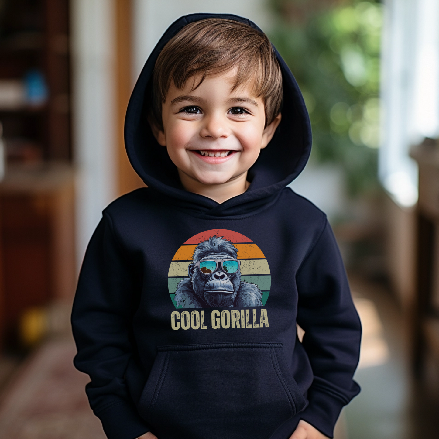 Retro Cool Gorilla - Boys Pullover Hoodie | 3 - 13 years