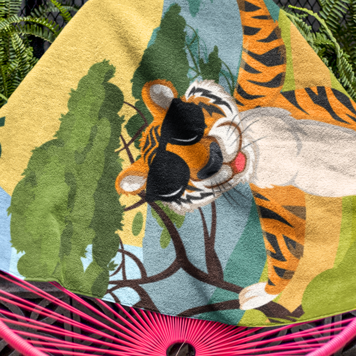 Kids Cool Tiger African Savannah Personalised Beach Towel 100 x 190cm