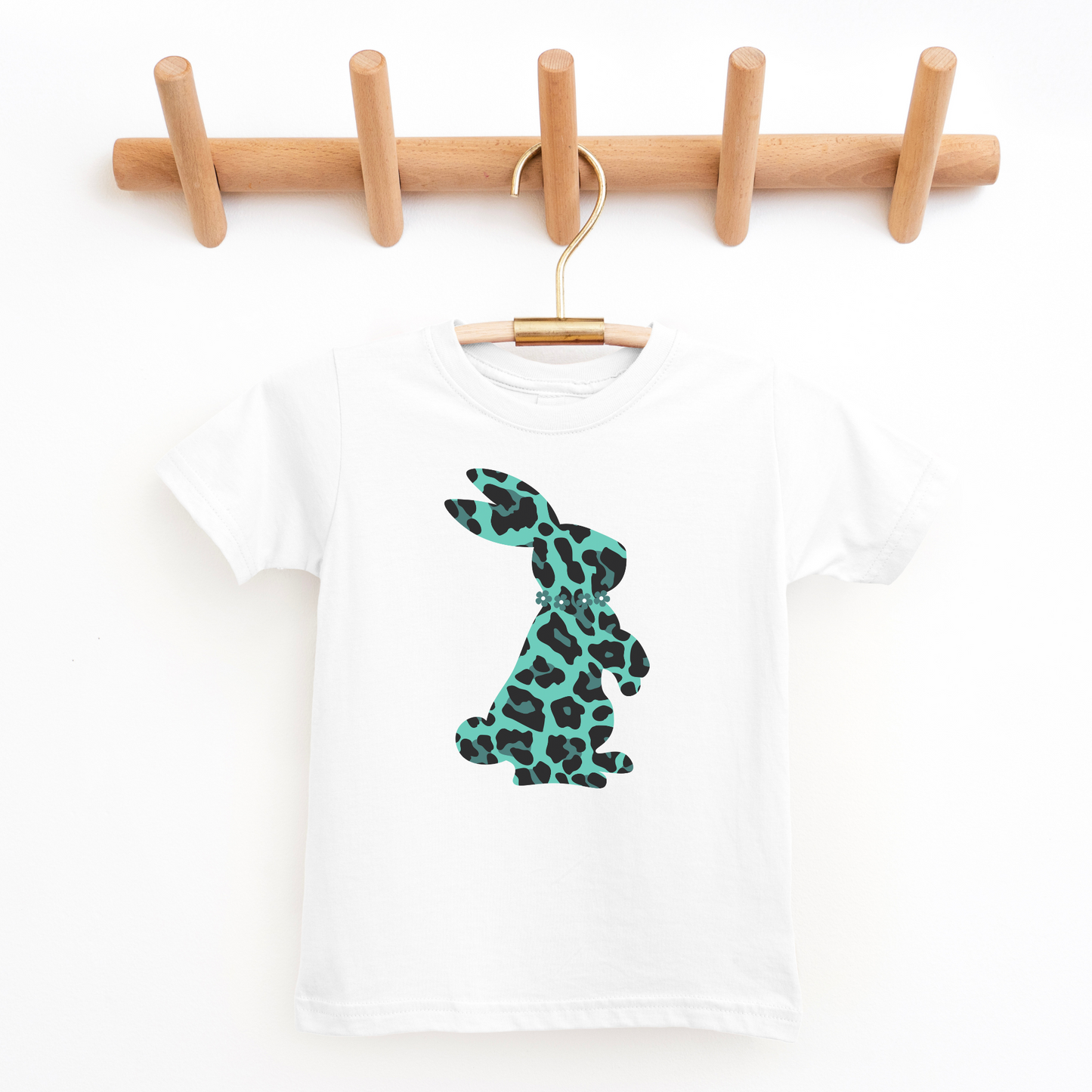 Leopard Print Bunny Rabbit - Girls T-shirt | 3 - 13 years